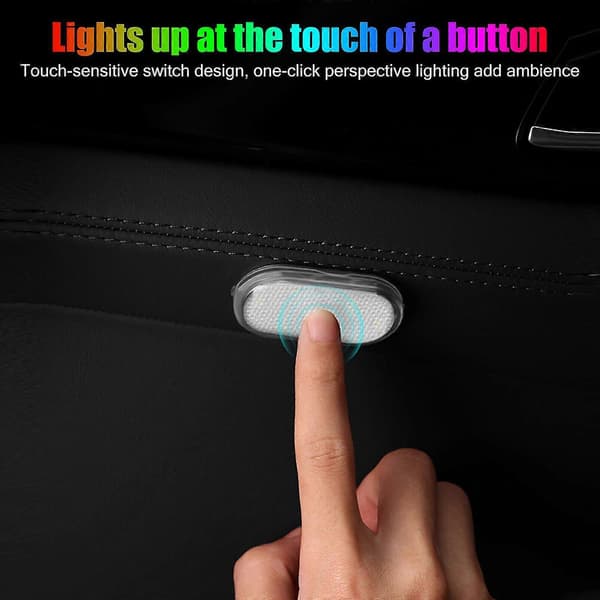 2x Bil Interiør LED Lys 7 Farver USB Opladning Touch Sensor Atmosfære Neon Lampe