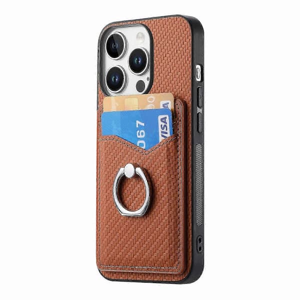 Til iPhone 16 Pro etui med kortpladser, ringholder og støttefod - Grøn