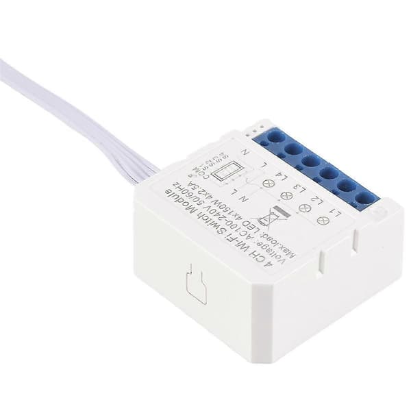 Wifi Smart Light Switch Module, Tuya App Remote 2 Ways Control 4 Gang Mini DIY Breaker Works For Alex