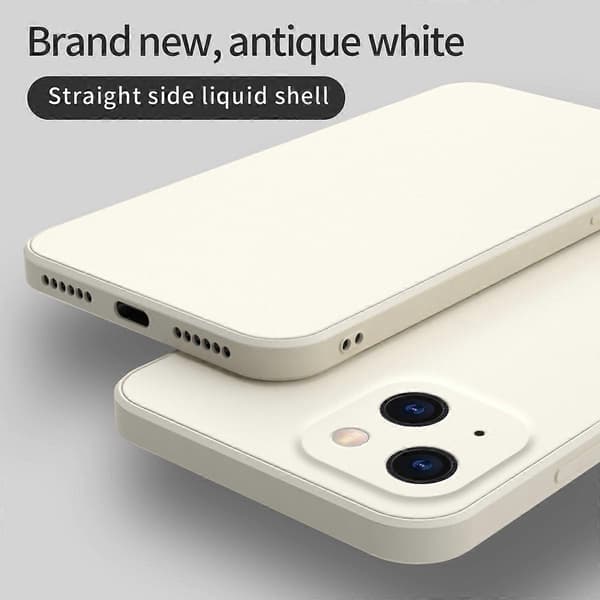 Til iPhone 13 ensfarvet terning lige kant flydende silikoneetui (hvid)