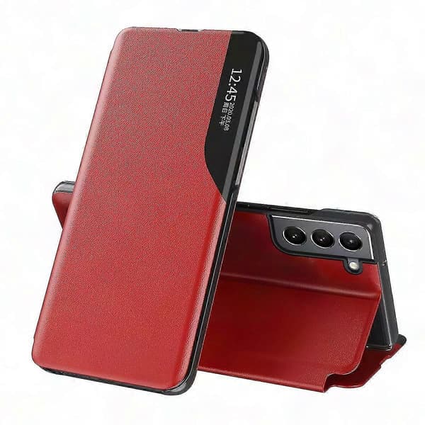 Samsung Galaxy S22 5G Smart View Window Stand Drop-proof Folio Flip-deksel (rød)