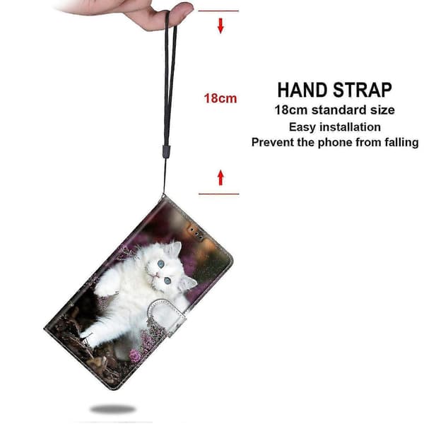 Kompatibel med cover iPhone 13 Pro Max Case Flip Pattern Magnetic Etui - Kat Hvid