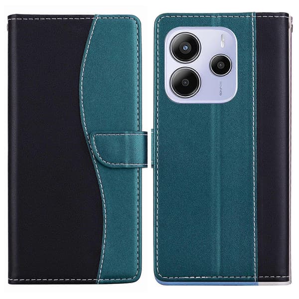 Præget tofarvet lædertelefoncover (til Redmi Note 14 5G)