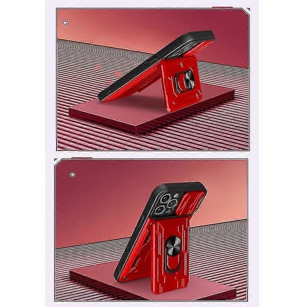 For iPhone 13 Pro Skyvbar Camshield Korttelefonveske (hvit)