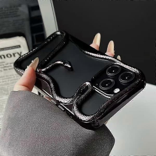 För iPhone 16 Pro Bumperfodral 3D Orm Ihåligt TPU Telefonfodral - Elektropläterad Svart