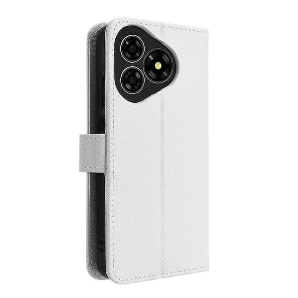 Telefonfodral i läder med diamantstruktur (Vit)