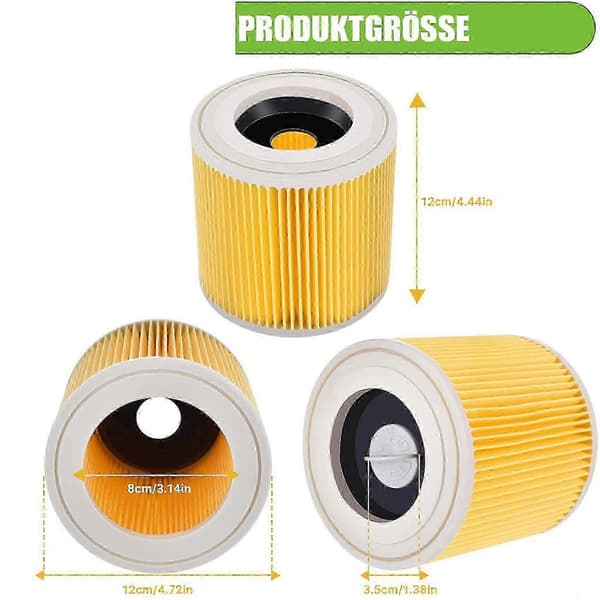 Patronfilter til Krcher WD3 Premium WD2 WD3 WD3P WD3 MV2 MV3 Filter Erstatningsfilter til Krcher Støvsuger Edition