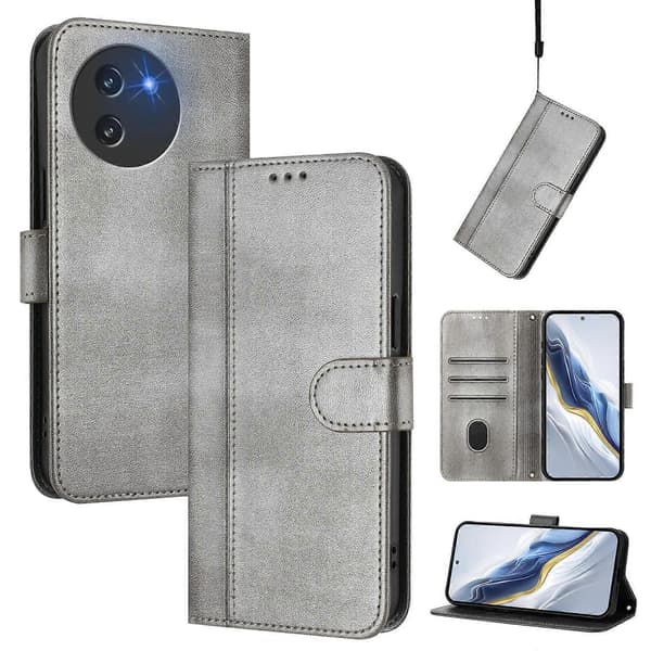 Linjeskarvspänne Retro Läder Telefonfodral (För DOOGEE Note 59 / 59 Pro)