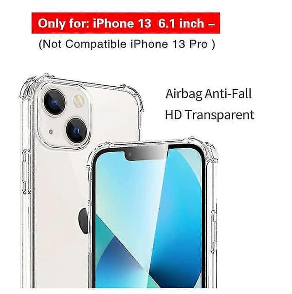 Etui til iPhone 13 (6,1 tommer), (Airbag-beskyttelse) Kofangerbeskyttelse til iPhone 13 (Klar)