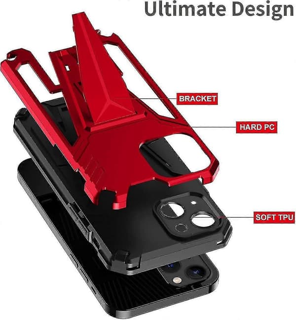 Fallbeskyttelse av militær kvalitet Heavy Duty Armor Case kompatibel med iPhone 13 Pro Max-serien med stativ