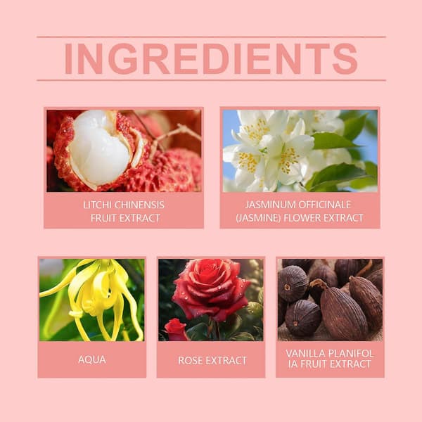 Lychee Crystal Crown Parfym, Elegant långvarig fräsch litchidoft med ros- och vaniljextrakt, 30 ml Idealisk present