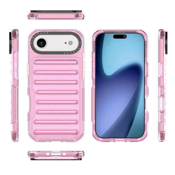 Til iPhone 17 Air-deksel med stripedesign, sklisikkert avtakbart TPU+PC-telefondeksel - Lys rosa