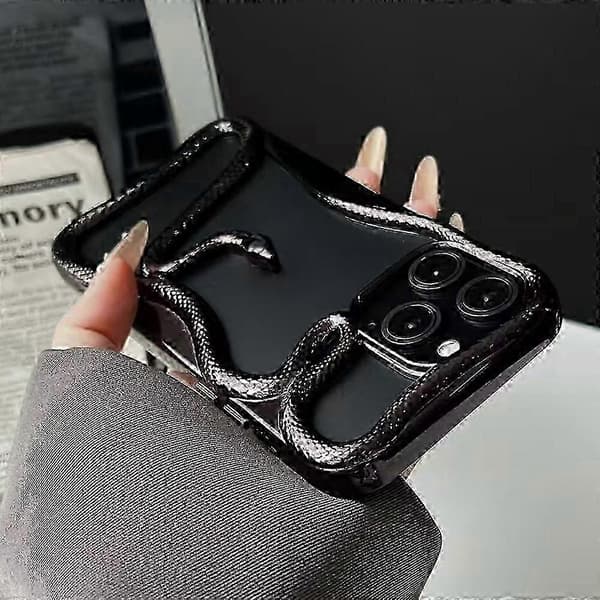 Til iPhone 16 Pro Max Bumper Case 3D Snake Hollow TPU Telefondeksel - Glansfull Vinrød