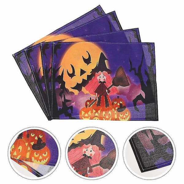 4 stk Halloween-dekkebrikker til Halloween-dekorasjoner