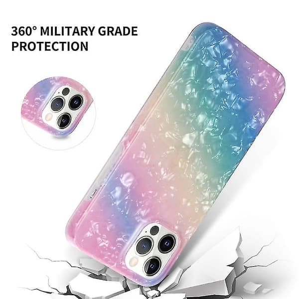 Til iPhone 13 Pro Max Gradient Farve Skal Tekstur IMD TPU Stødsikkert Etui (Gradient Orange Pink)