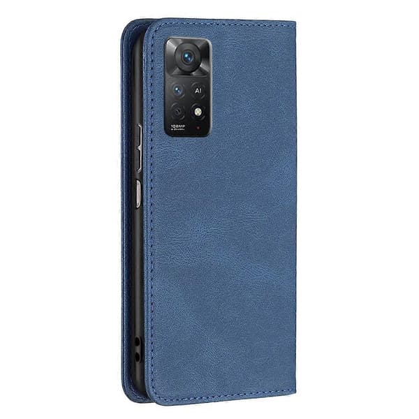 För Xiaomi Redmi Note 11 Pro Internationell Version Magnetiskt RFID-skydd Anti-Stöld Läder Telefonfodral (Blå)