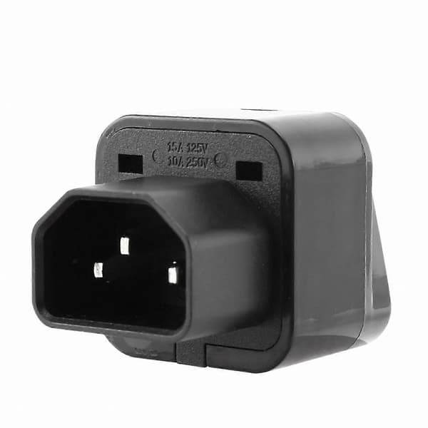 IEC 320 C14 til universell kvinnelig AC-strømadapterplugg, svart