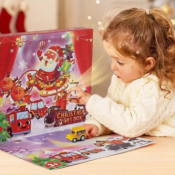 Jule-nedtællingsgave til børn og drenge: 24-delt adventskalender med pull-back køretøjer (2022) - MXBC