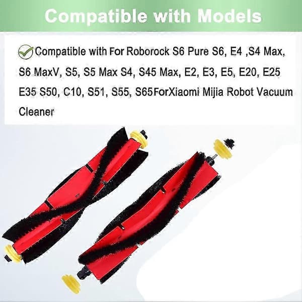 Pääharjat Roborock S6 Pure, S6, S6 MaxV, E4, S4 Max, S5, S5 Max, S4, E2, E3, E5 E20 E25 E35 S50 -pölynimurin osiin
