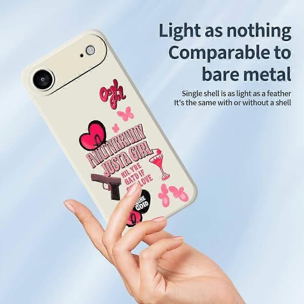 För iPhone 17 Air Fodral Rosa Element Mönster Tryck Rak Kant TPU Telefon Baksida