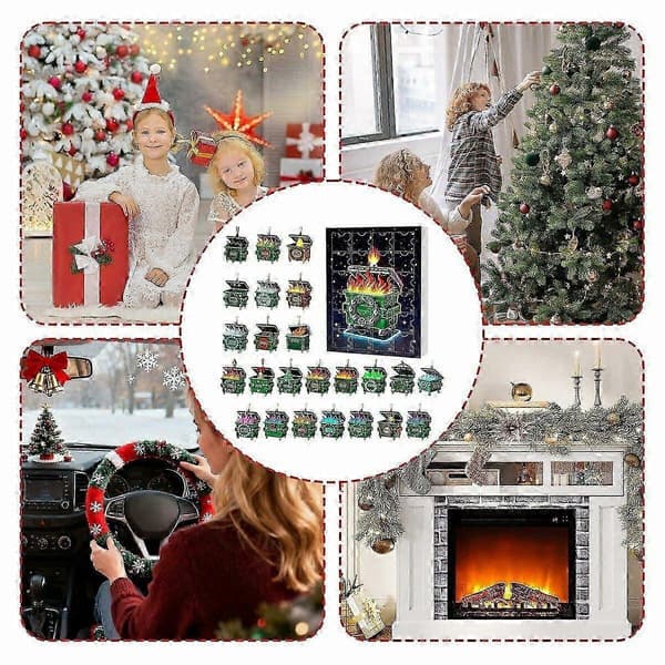 Ny julekalender med nedtelling - 24 festlige 2D-akrylpynt til juledekorasjon og juletrepynt