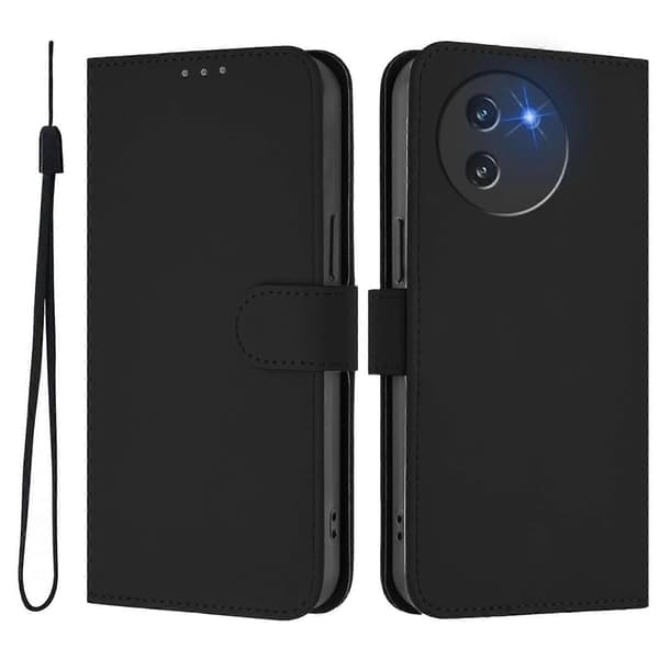 Hudkänsla Enfärgat Läder Telefonfodral med Snodd (För Doogee Note 59 / Note 59 Pro)