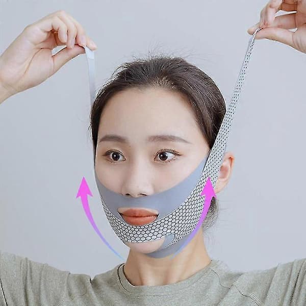 V Ansiktslyft Slim Strap Bälte Dubbel Hakareducerare Anti Rynkbandage Åldrande Bandmask