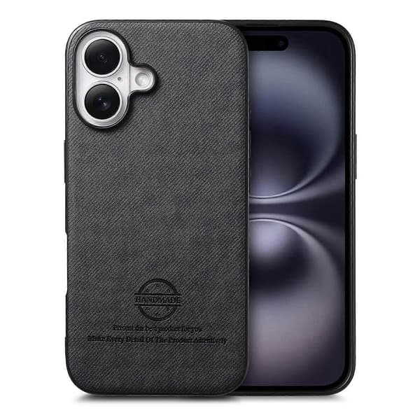 Nahkakotelo kangasrakenteella iPhone 16:lle