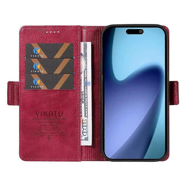 För iPhone 17 Air Fodral YIKATU YK-007 Litchi Textur PU Läder Plånboksfodral