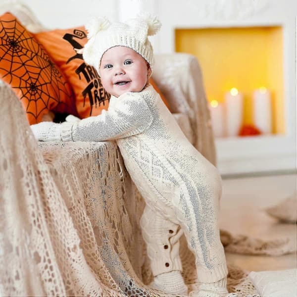 4 stk. Halloween pudebetræk, orange og sort pudebetræk, Happy Halloween linned sofapude