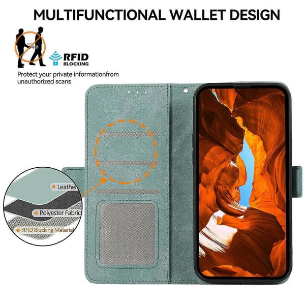 ABEEL Til iPhone 17 Air Etui PU Læder Folio Stand View RFID Blokerende Telefoncover - Baby Blå