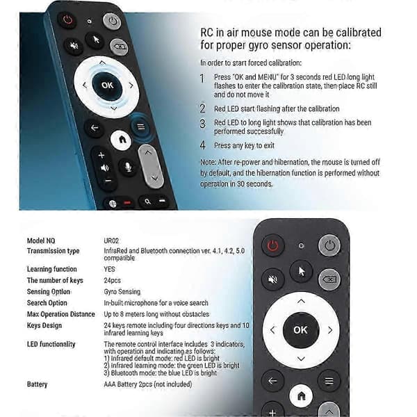 UR02 Bluetooth stemmefjernkontroll erstatning for AM8 PRO AM6B AM6 PLUS X4 X4Q Cube Pro Extra TOX