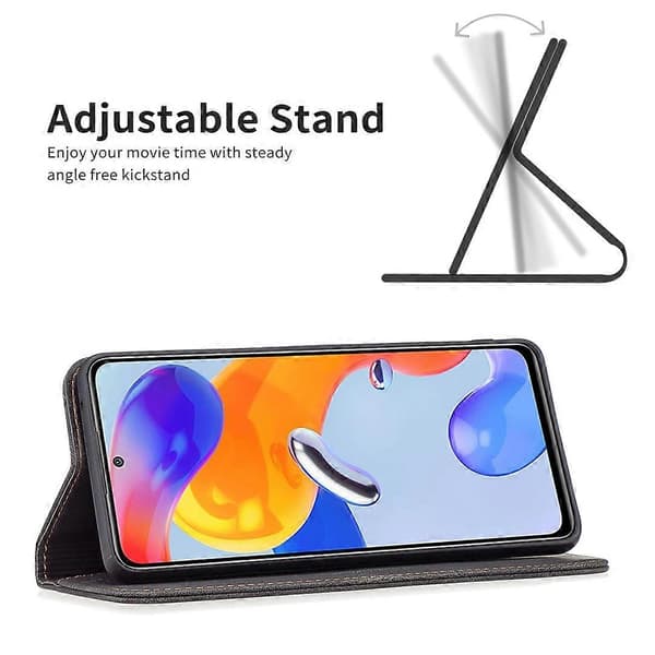 Til Xiaomi Redmi Note 11 Pro International Version Magnetisk RFID-blokerende tyverisikret lædertelefoncover (sort)