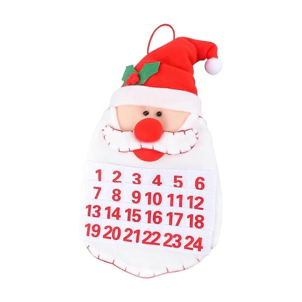 Julekalender med nissehode-design for nedtelling, hengende pynt