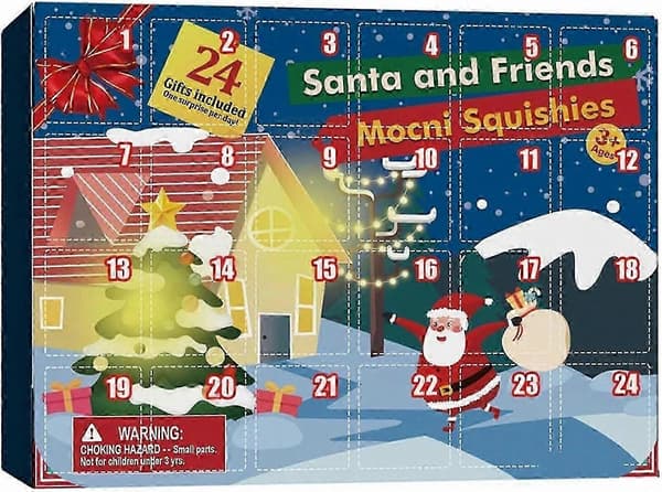 Jule-adventskalender 24-rums nedtællingskalender til børn med 24 stk. legetøjs-blindboxe i gummi
