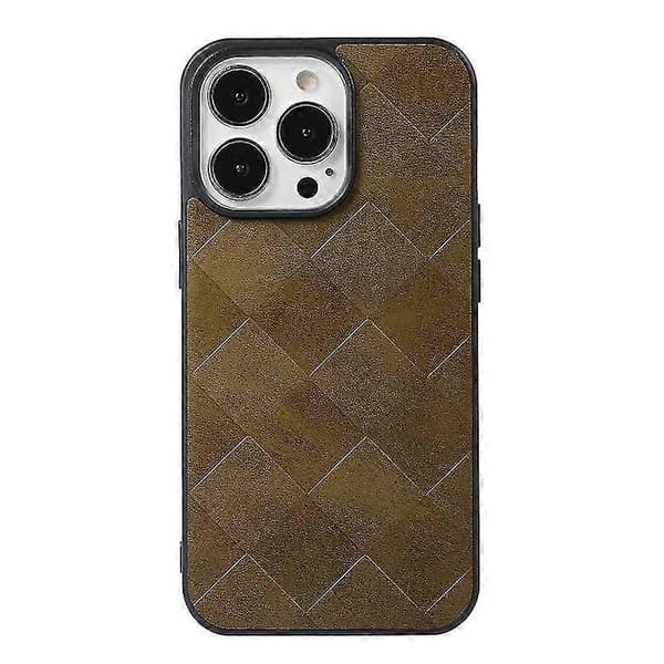 Iphone 13 Pro Max -puhelinkotelo, kudottu ruudullinen PU (vihreä)