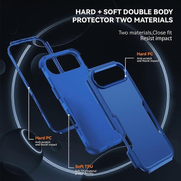 Kompatibel med iPhone 17 Air Case 3-i-1 støtsikkert TPU PC-telefondeksel