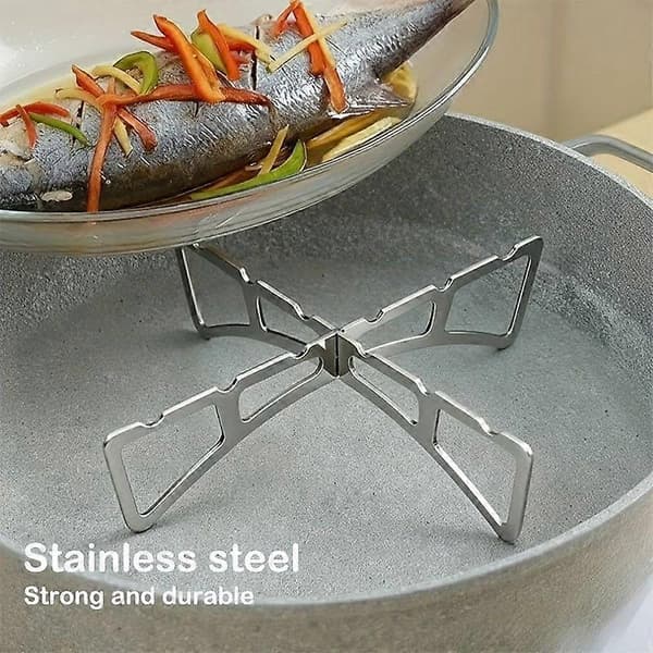 Sammenklappelig dampstativ i rustfrit stål, hult sommerfugledesign, bærbart varmeisoleret campingkøkkenredskab, 12,5 cm diameter