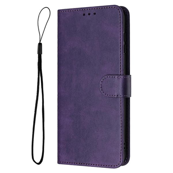 Solid kalvetekstur flip læder telefoncover (til Motorola Moto G55)