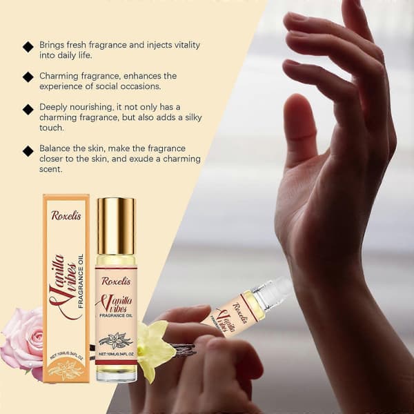 Vanilje Roll-On Parfume, Langvarig Frisk Elegant Duft, Ikke-fedtet Hudvenlig Duft, 10ml