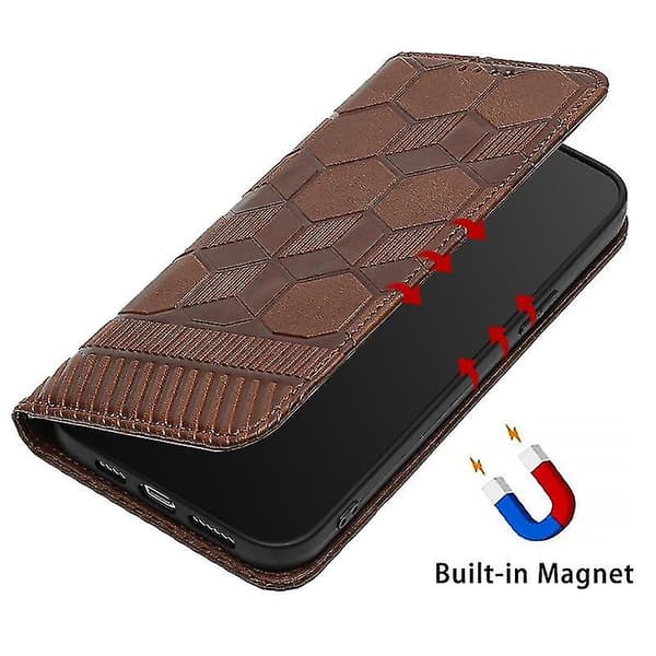 Til iPhone 13 Mini Fodbold Tekstur Magnetisk Læder Flip Telefonetui (brun)