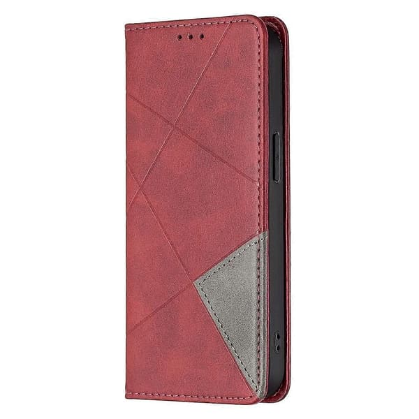 Til iPhone 13 Rhombus Tekstur Horisontal Flip Magnetisk Læderetui med Holder & Kortpladser