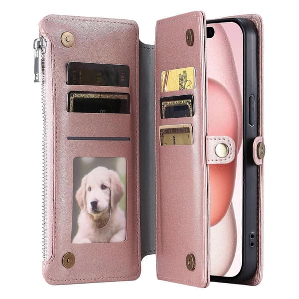 För iPhone 17 Air Fodral TPU PU Läder Plånboksfodral med handledsrem