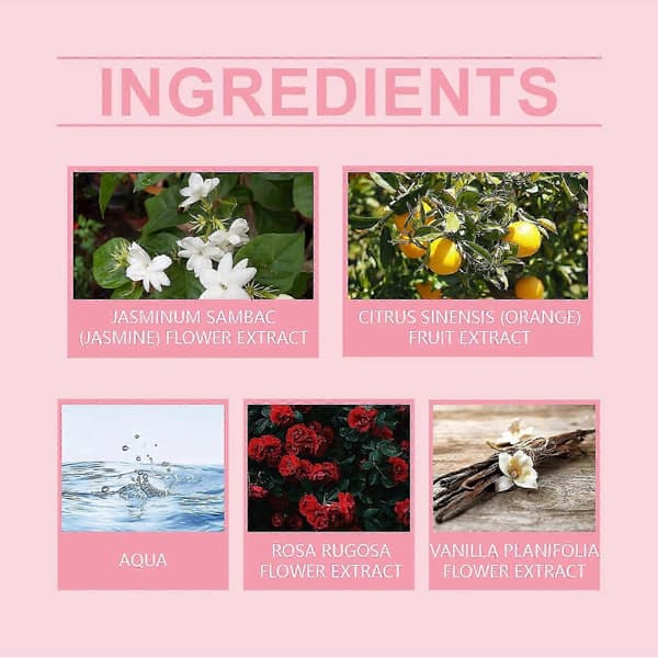 Rose Elegant Roll-On Parfume til Kvinder, Langtidsholdbar blomsterduft med rose-, jasmin- og citrusudtræk