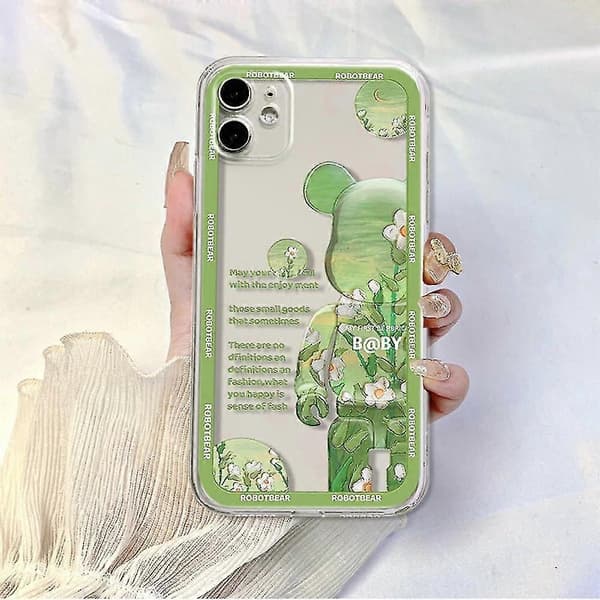 Våldsam Björn 3d Mjukt Tpu Telefonfodral För Iphone 13 Pro Max (grön)