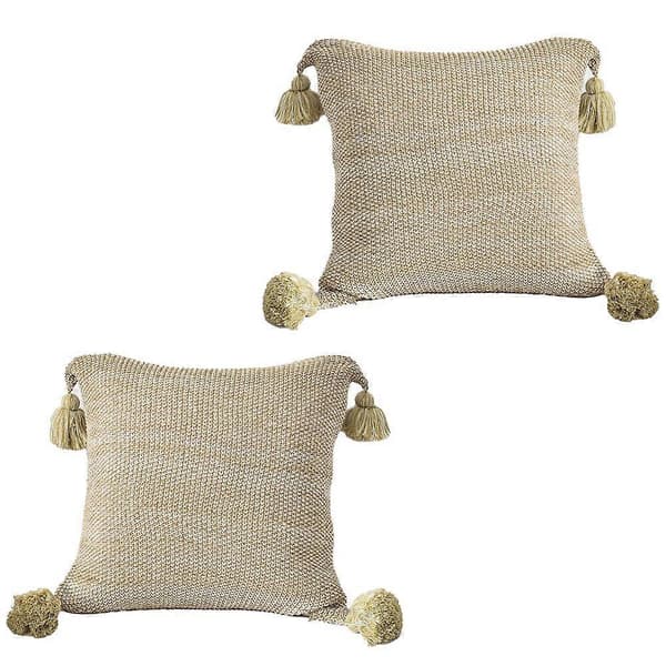 Sæt med 2 håndlavede pudebetræk med kvaster, velegnet til sofa, daybed og stue.