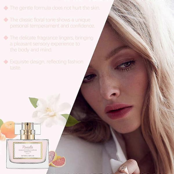 Rosa Blomvatten Parfymspray, Fräsch Grapefrukt & Jasmin, Lätt Långvarig Daglig Doft, 50ml