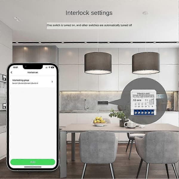 Wifi Smart Lysbrytermodul, Tuya App Fjernkontroll 2-veis Kontroll 1 Mini DIY Bryter Fungerer for Google