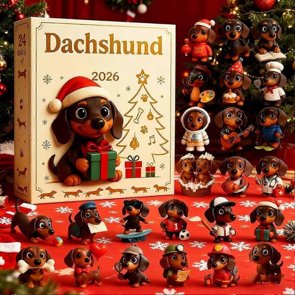 Gravhund Jule-julekalender 2D Akryl Hundevedhæng 24 Dages Nedtælling Samlerobjekt Søde Dyrepynt_ny