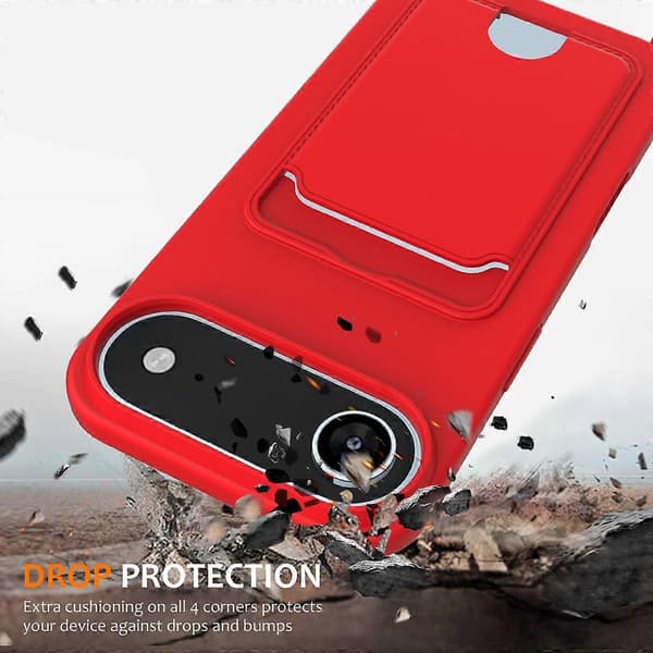 For iPhone 17 Air Deksel Flytende Silikon Kortholder Bakdeksel med Snor